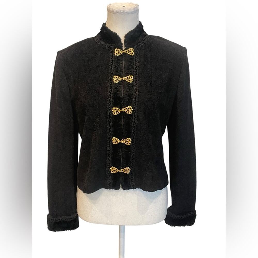 St. John by Marie Gray Black and Gold Vintage Suit Sz:4